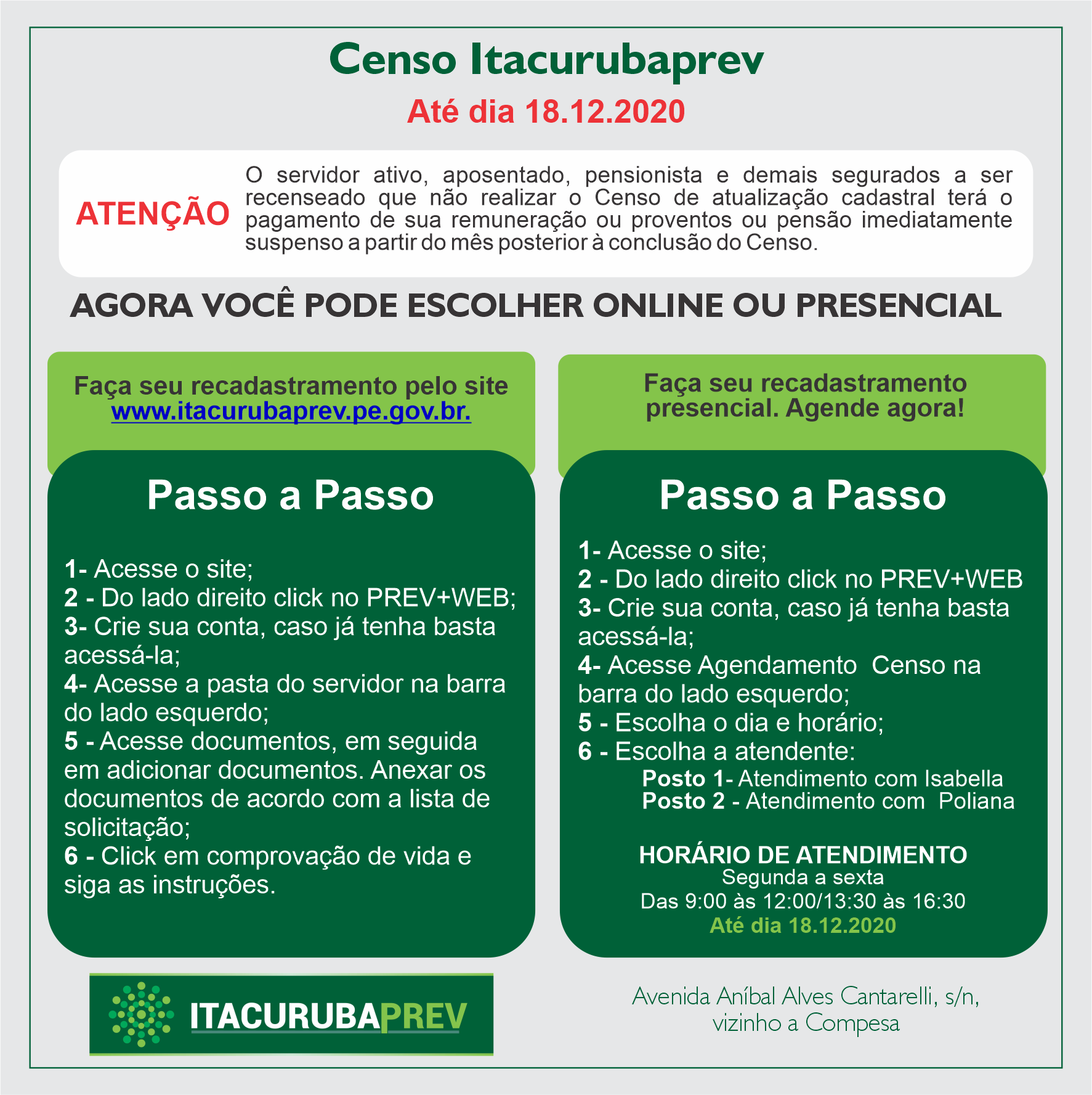 Censo Previdenciário do ItacurubaPrev